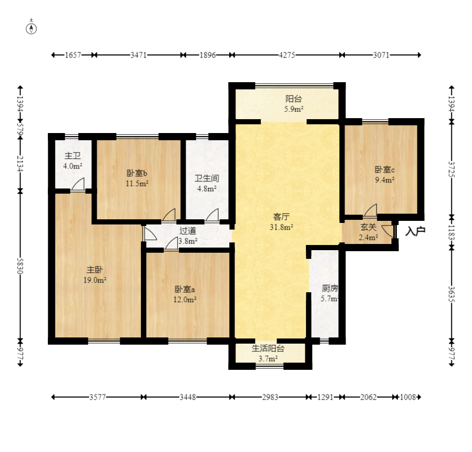 金湘苑（星澜之悦）  4室2厅2卫    86.0万室内图1