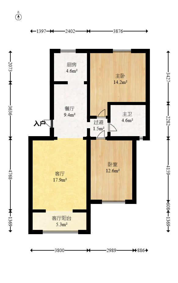 山水湾  2室2厅1卫   56.80万室内图1