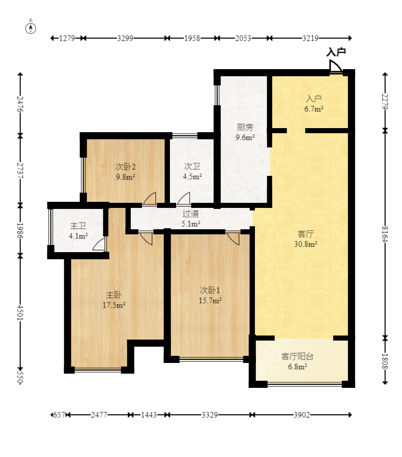 通用时代国际社区 3室2厅2卫 106.8万 通用时代国际社区 3室2厅2卫 106.8万户型图