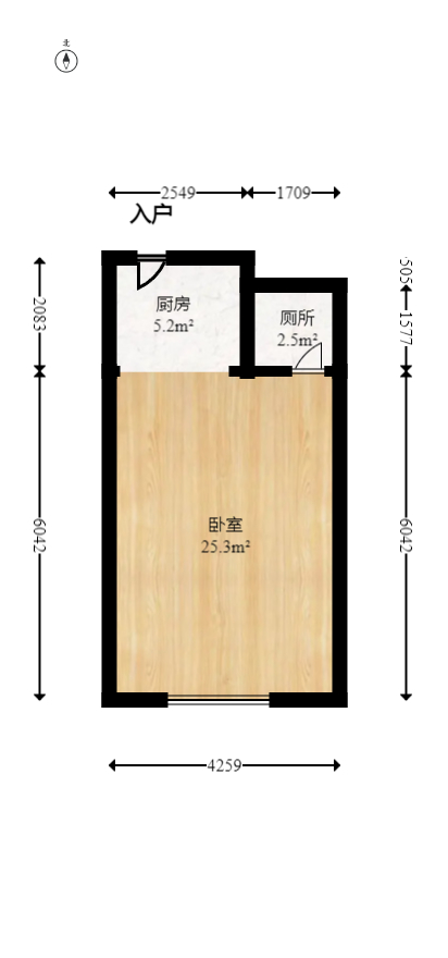 枫华府第  1室1厅1卫   19.90万室内图1