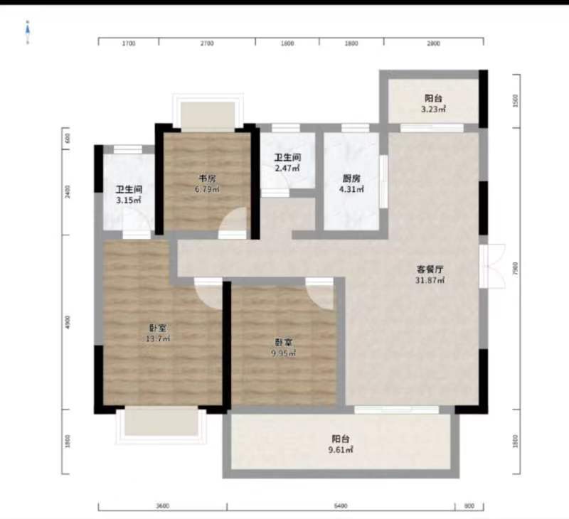 山水豪庭  3室2厅2卫   60.90万