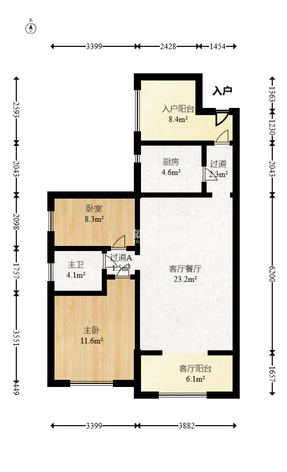 家和院  3室2厅1卫   71.80万