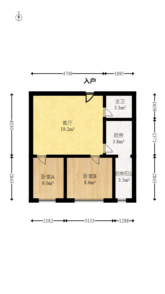 中建芙蓉嘉苑  2室1厅1卫   51.80万室内图1