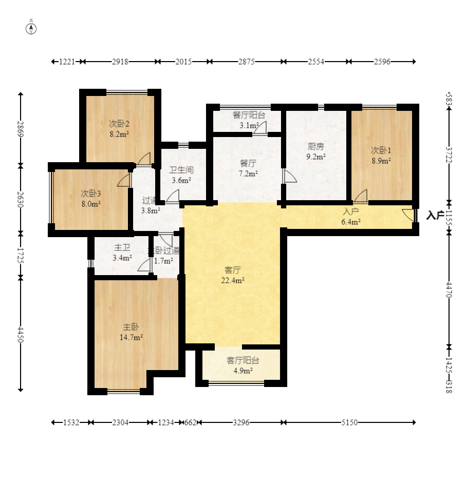 海伦春天  4室2厅1卫    110.0万 海伦春天  4室2厅1卫    110.0万户型图