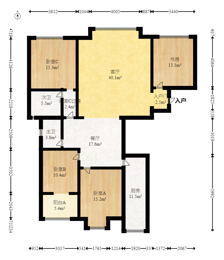 美林景園  4室2廳2衛(wèi)   135.00萬(wàn)