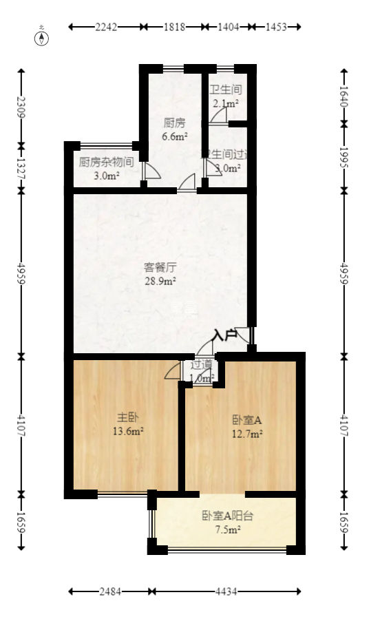興安苑  2室2廳1衛(wèi)   75.00萬