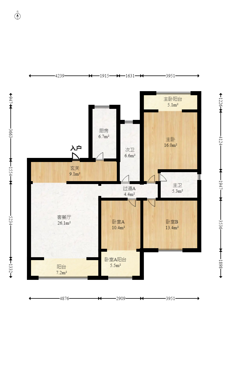 枫雅名苑  3室2厅1卫   158.00万室内图1