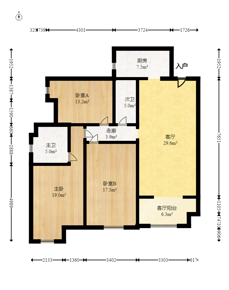 中建芙蓉嘉苑 3室2厅 117.96万室内图1