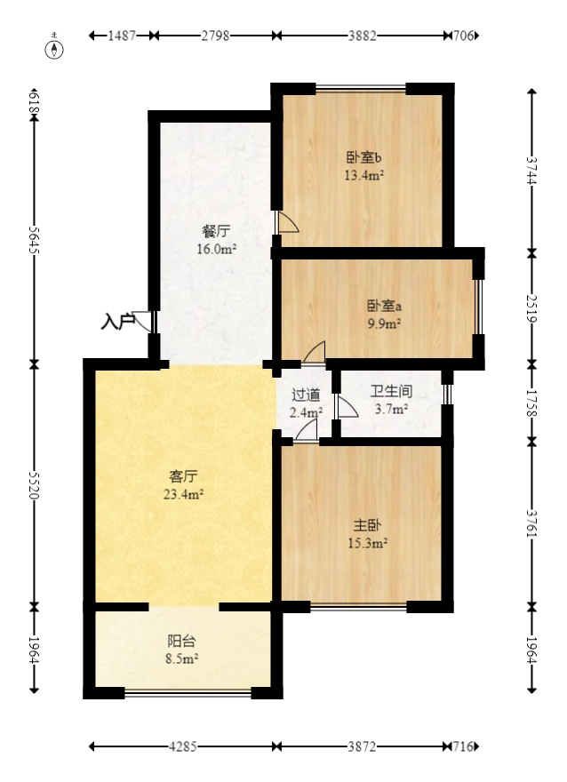 澳海澜庭  3室2厅2卫   90.50万室内图1