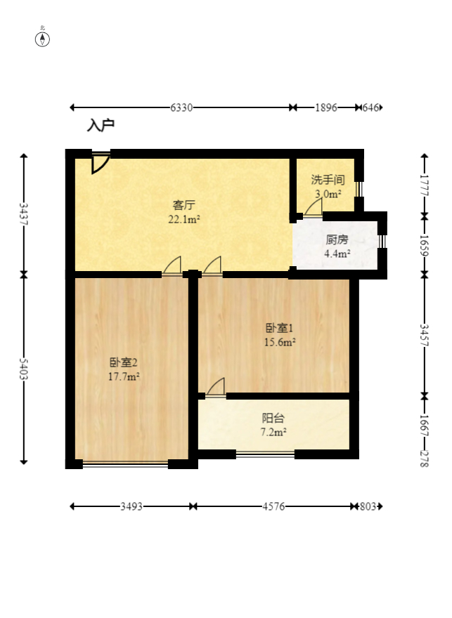 东进小区  2室2厅1卫   49.80万室内图1