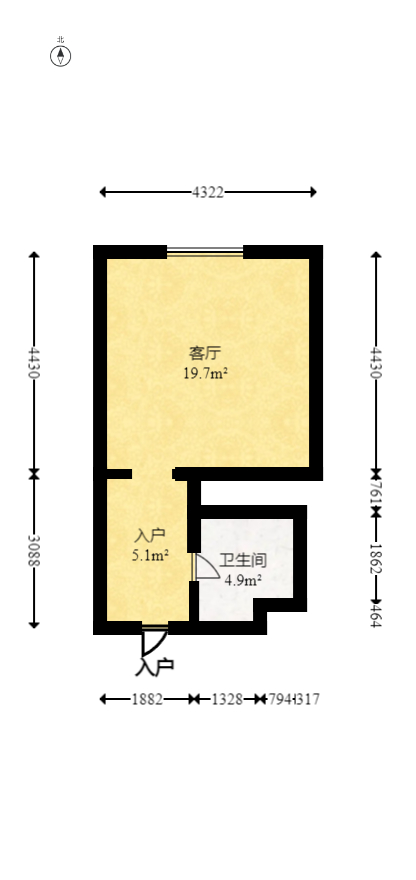中建悦和城  1室1厅1卫   39.50万室内图1