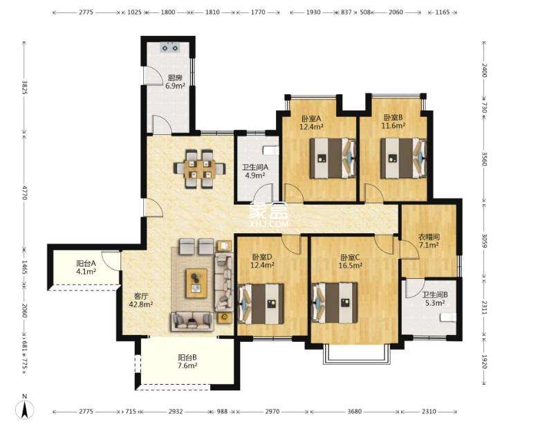 山水洲城华晨第一城 5室2厅2卫 96.8万 山水洲城华晨第一城 5室2厅2卫 96.8万室内图
