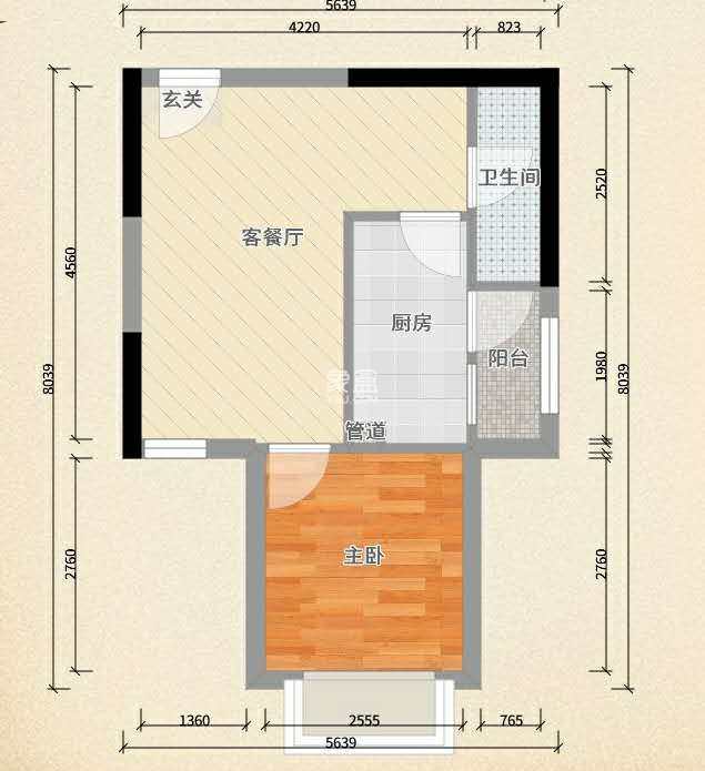 M国际  1室1厅1卫   26.00万室内图