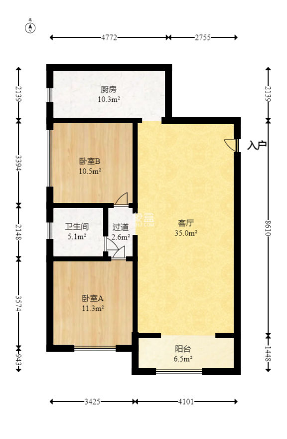 瑞都豪庭  2室2厅1卫   93.00万