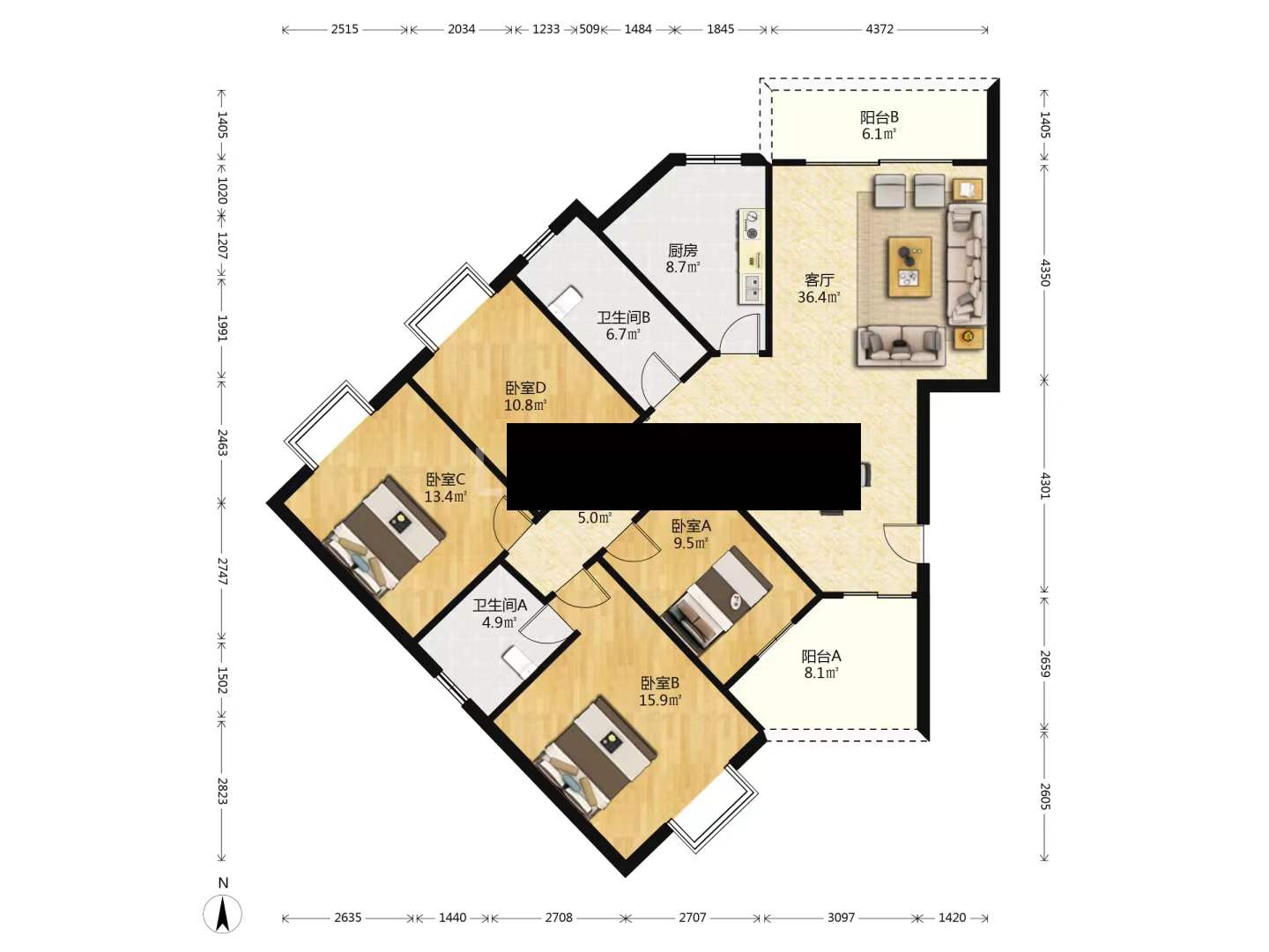 天鹅花园 4室2厅1卫 50.0万 天鹅花园 4室2厅1卫 50.0万室内图