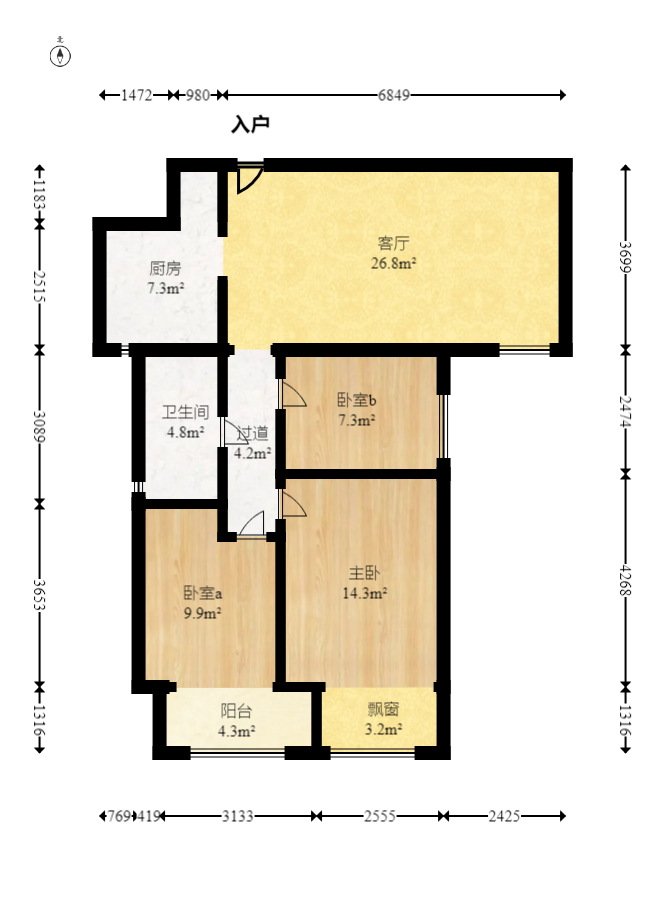 金地三千府(金地湖山樾、金地自在城) 3室2厅1卫 55.0万 金地三千府(金地湖山樾、金地自在城) 3室2厅1卫 55.0万户型图