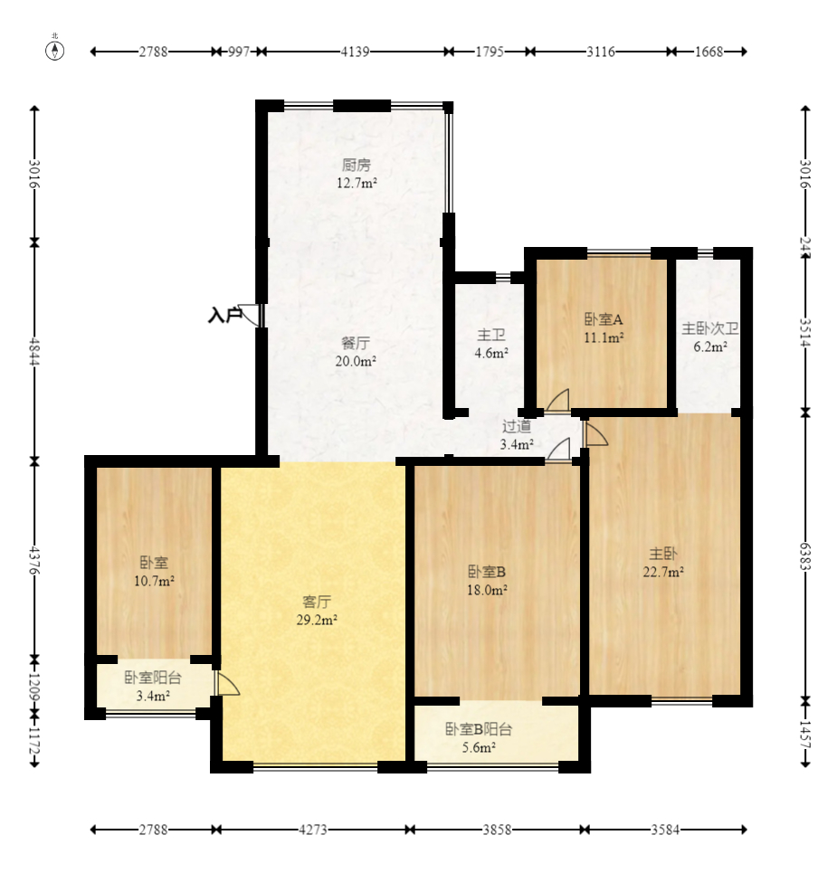 筑梦园  4室2厅1卫   119.80万室内图1