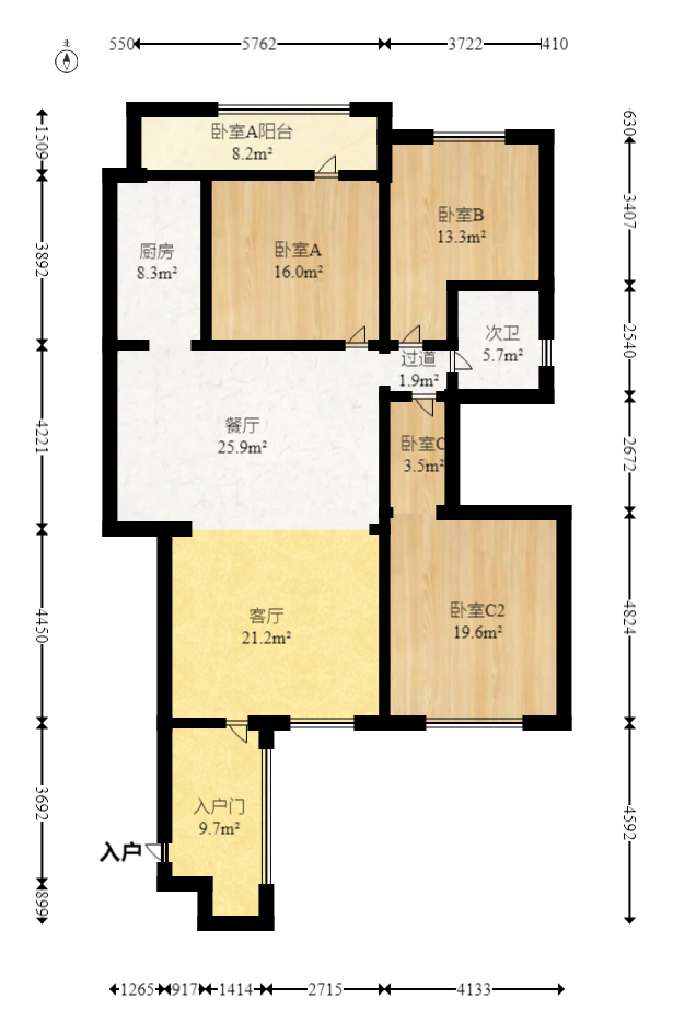 城市山水豪园（山水城市风景）  3室2厅2卫   157.00万室内图1