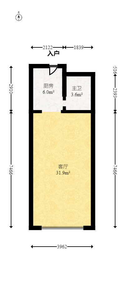 摩天一号  1室1厅1卫   55.00万室内图1