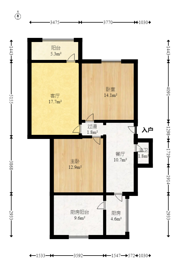人民新村  3室2厅1卫   55.30万室内图1
