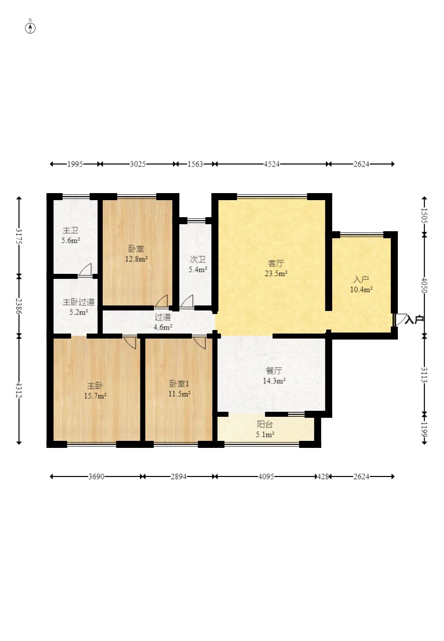 万象凯旋湾  3室2厅2卫    138.0万室内图1