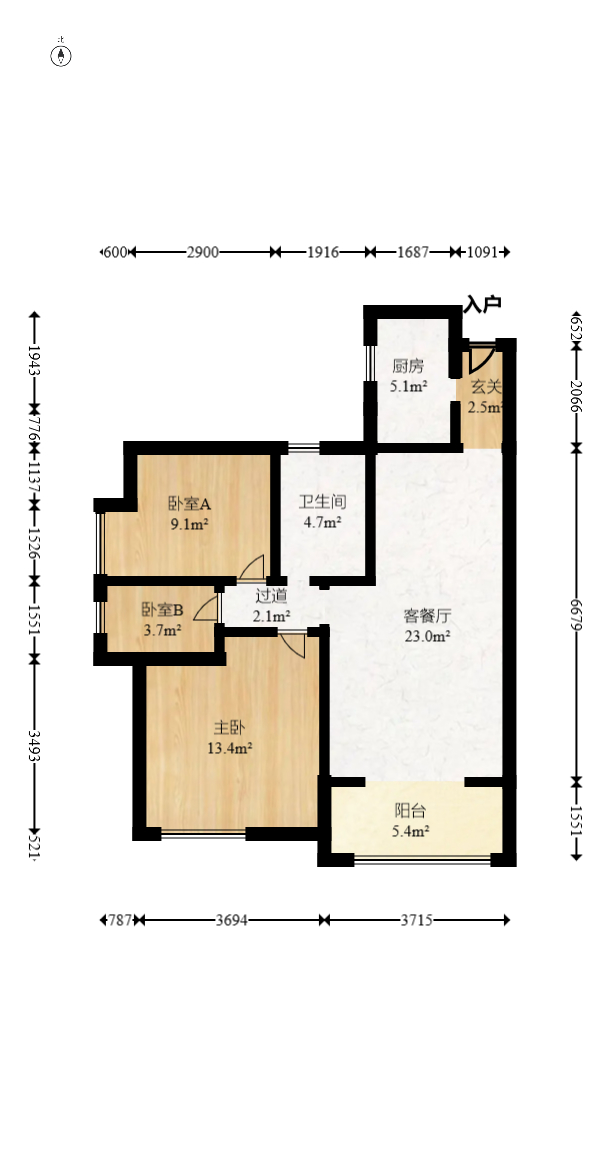 滨江一号（丰泰花园）  3室2厅1卫   91.50万室内图1