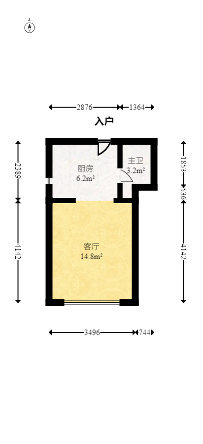 东方银座（东方摩卡）  1室1厅1卫   23.50万室内图1