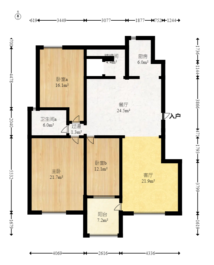 山水蓝天  4室2厅2卫   82.00万户型图