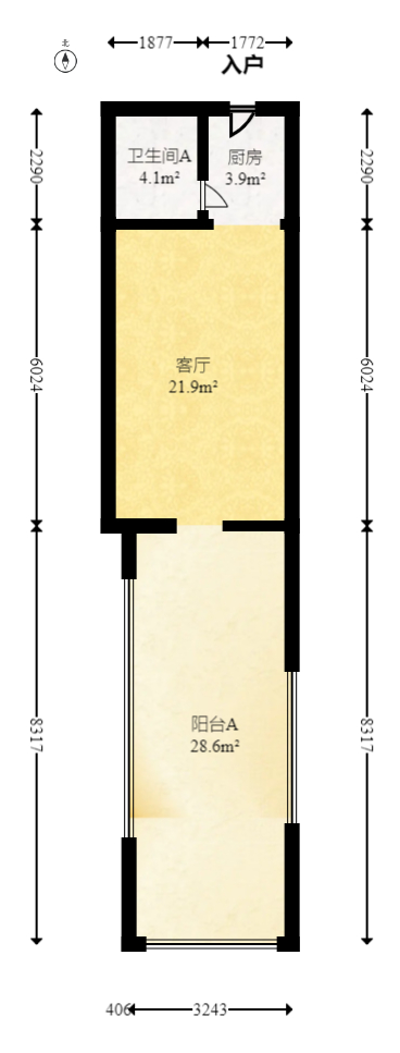Cross尚公馆  1室1厅1卫    38.0万 Cross尚公馆  1室1厅1卫    38.0万户型图