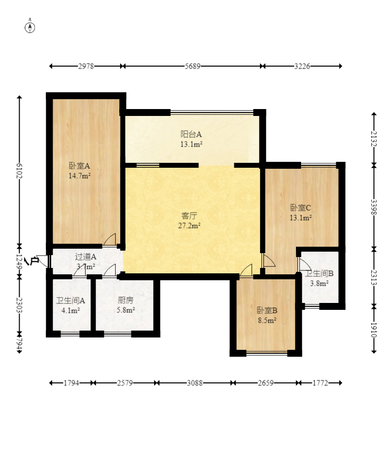 浩龙音乐界 2室2厅1卫 69.8万 浩龙音乐界 2室2厅1卫 69.8万户型图