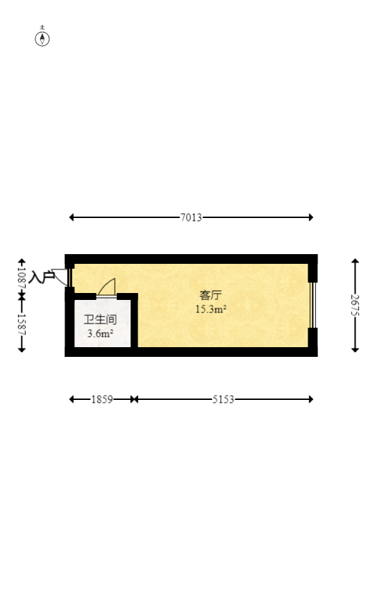 佐佑大厦 1室1厅1卫 13.8万 佐佑大厦 1室1厅1卫 13.8万户型图