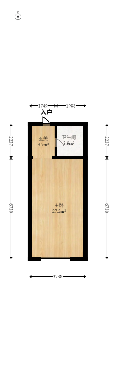 奥克斯缔壹城  1室1厅1卫   37.00万室内图1