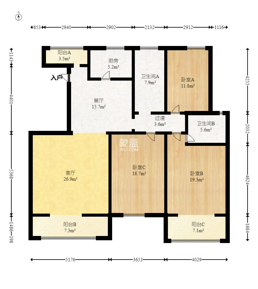 天和家園  3室2廳2衛(wèi)   106.00萬