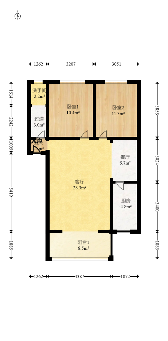 绿荫家园  2室2厅1卫    48.99万室内图1