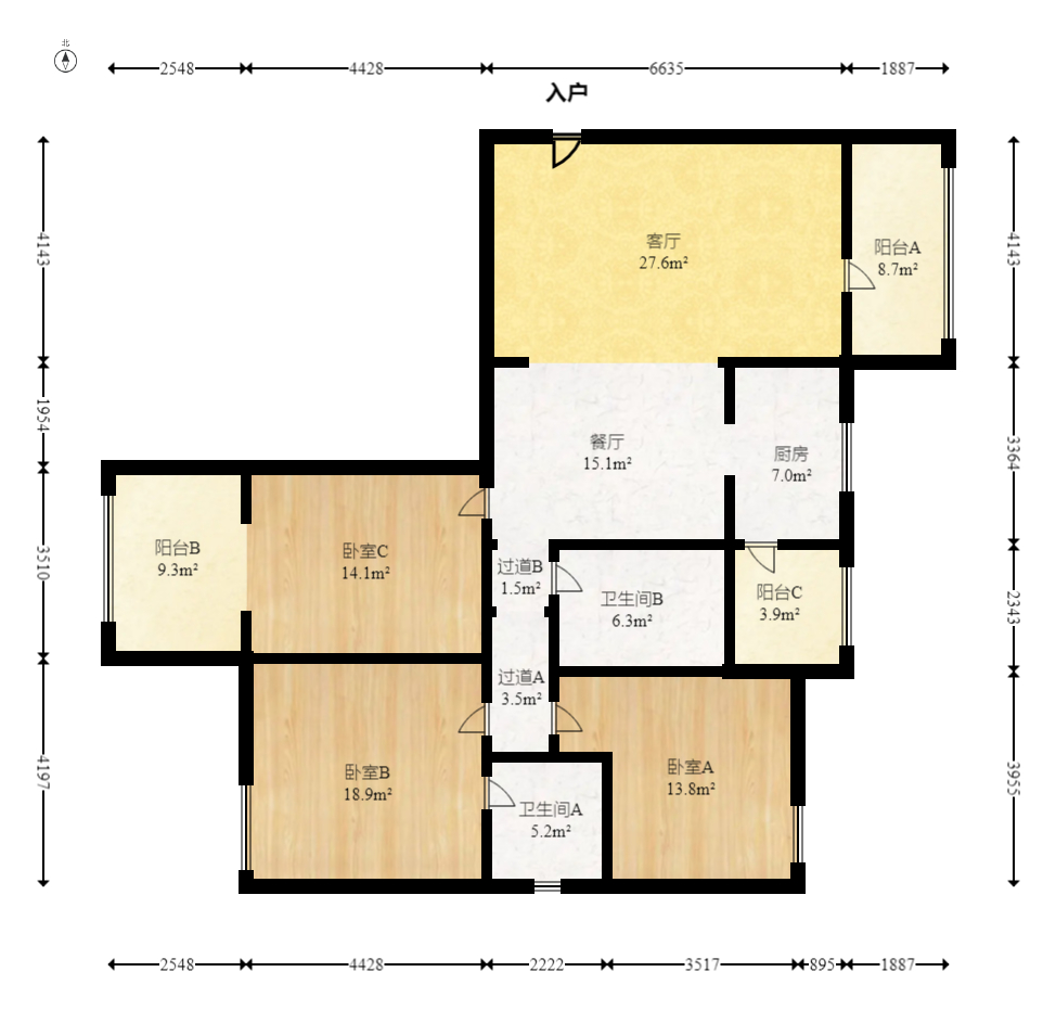 珠江东方明珠(新地东方明珠)一二期 3室2厅2卫 134.0万 珠江东方明珠(新地东方明珠)一二期 3室2厅2卫 134.0万户型图