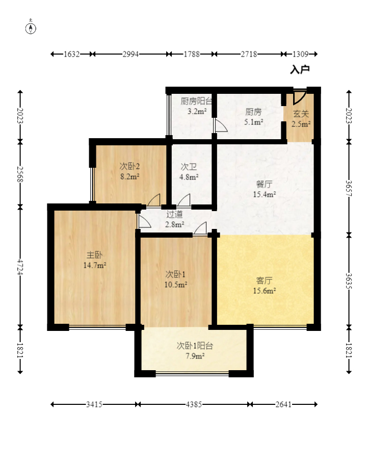 兰亭都荟（璟峰苑）  3室1厅1卫   117.20万室内图1