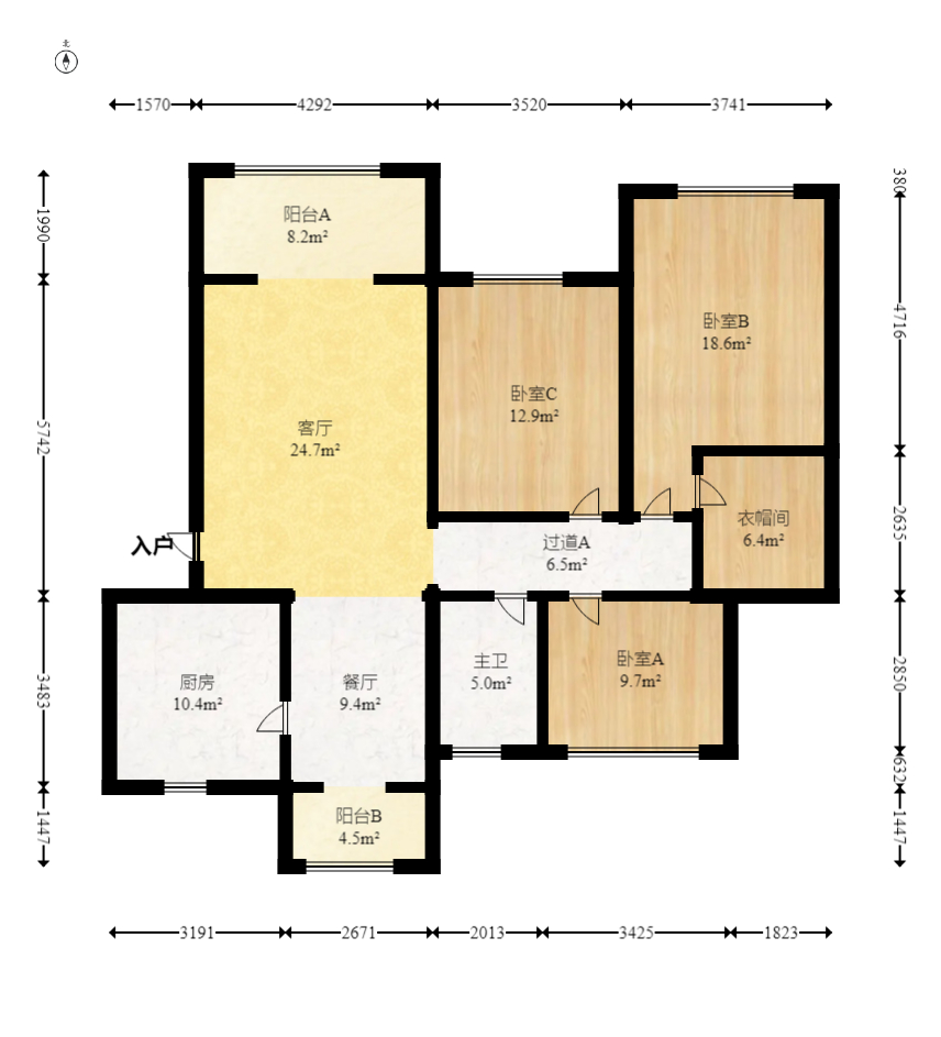 中建嘉和城  3室2厅1卫   128.00万室内图1