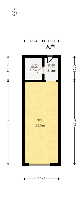 尚都美寓  1室1厅1卫   15.60万室内图1