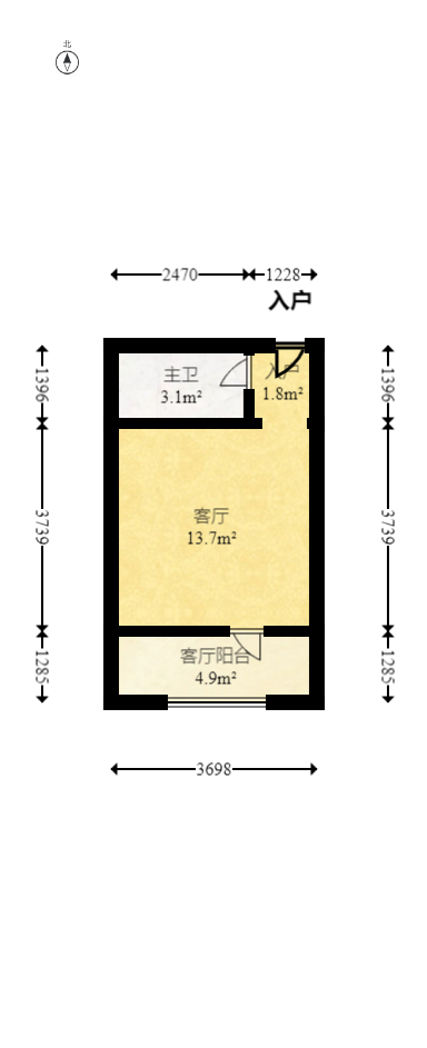 星沙二区  1室1厅1卫    147.99万室内图1
