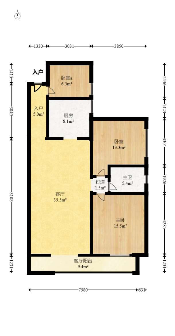 和悦城(蟠龙景苑) 3室2厅1卫 57.0万 和悦城(蟠龙景苑) 3室2厅1卫 57.0万户型图