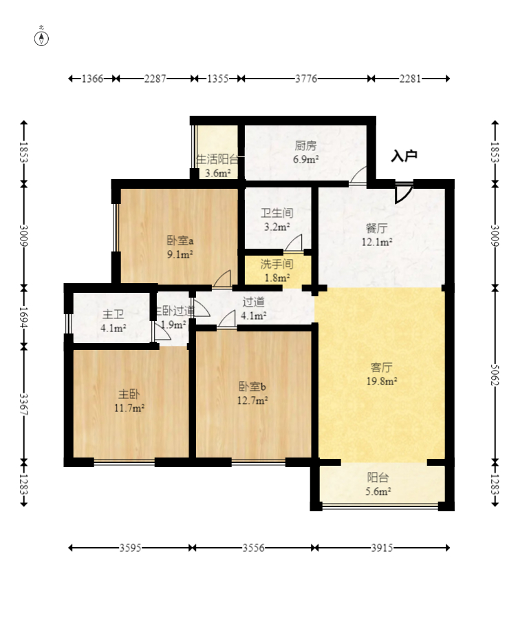 红建滨水铭城  3室2厅2卫    61.8万 红建滨水铭城  3室2厅2卫    61.8万户型图