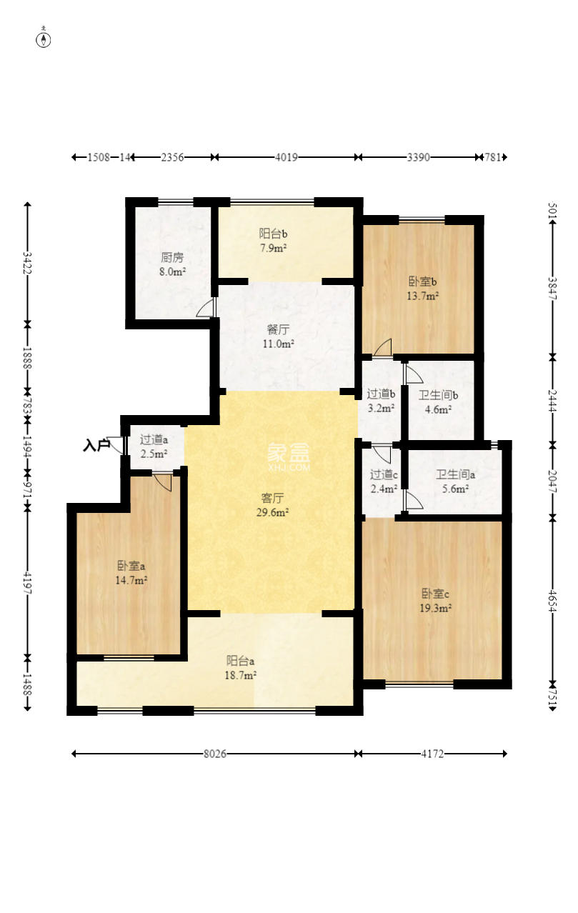 湘核新家园  3室2厅2卫   120.00万室内图1