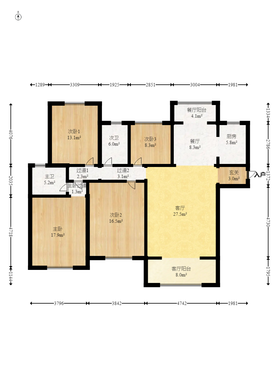 阳光丽城一期 4室2厅2卫 135.0万 阳光丽城一期 4室2厅2卫 135.0万户型图