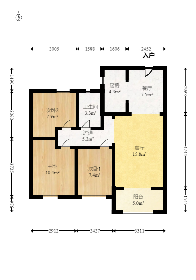 MOMA当代广场  3室2厅1卫    65.0万室内图1