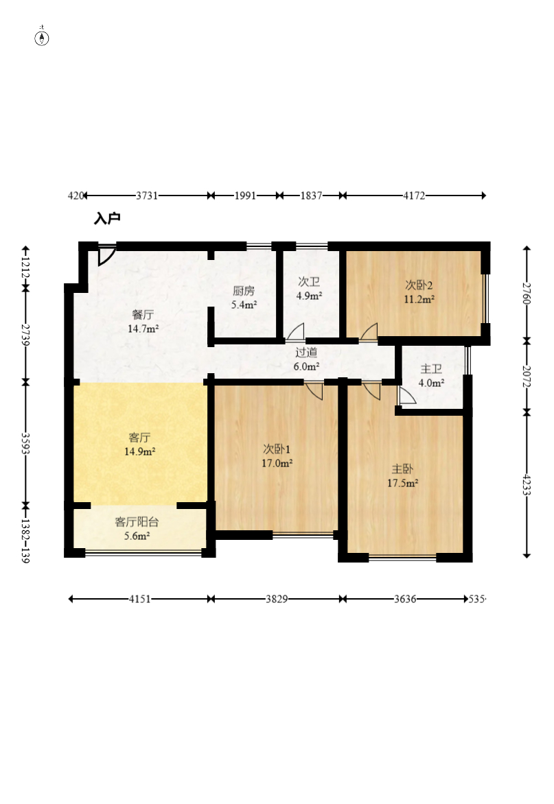 联晟大厦  3室2厅2卫    158.0万室内图1