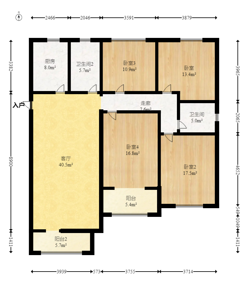 辉宏橄榄城 4室2厅2卫 85.0万 辉宏橄榄城 4室2厅2卫 85.0万户型图