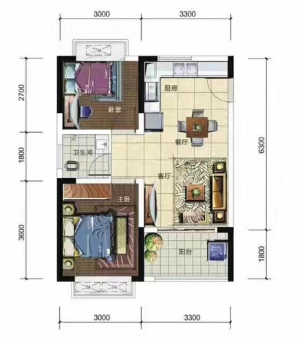 城市公园 2室1厅1卫 30.0万 城市公园 2室1厅1卫 30.0万室内图