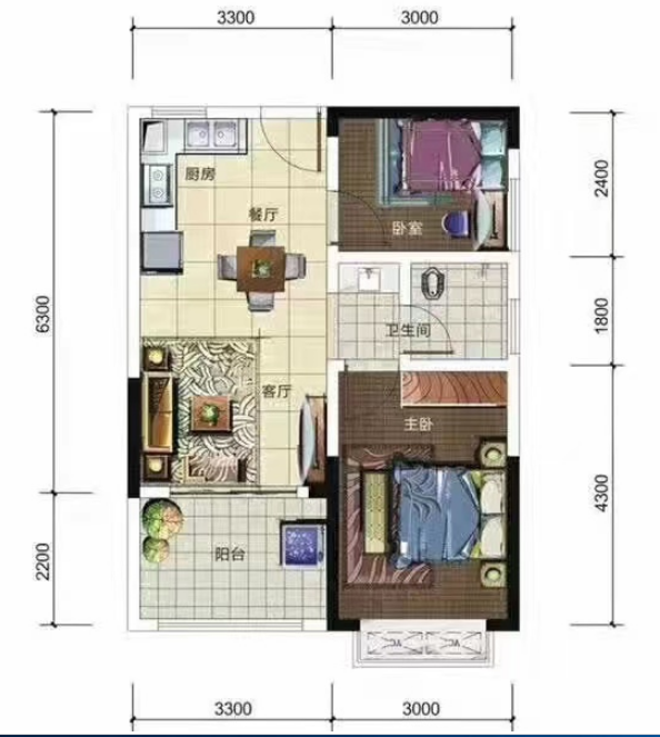 城市公园 2室1厅1卫 31.0万 城市公园 2室1厅1卫 31.0万室内图