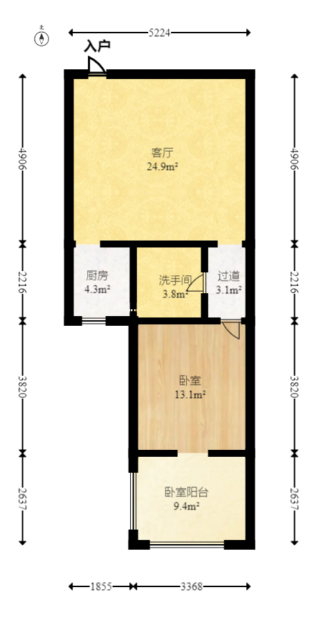 君悦紫园  1室1厅1卫   66.00万室内图1