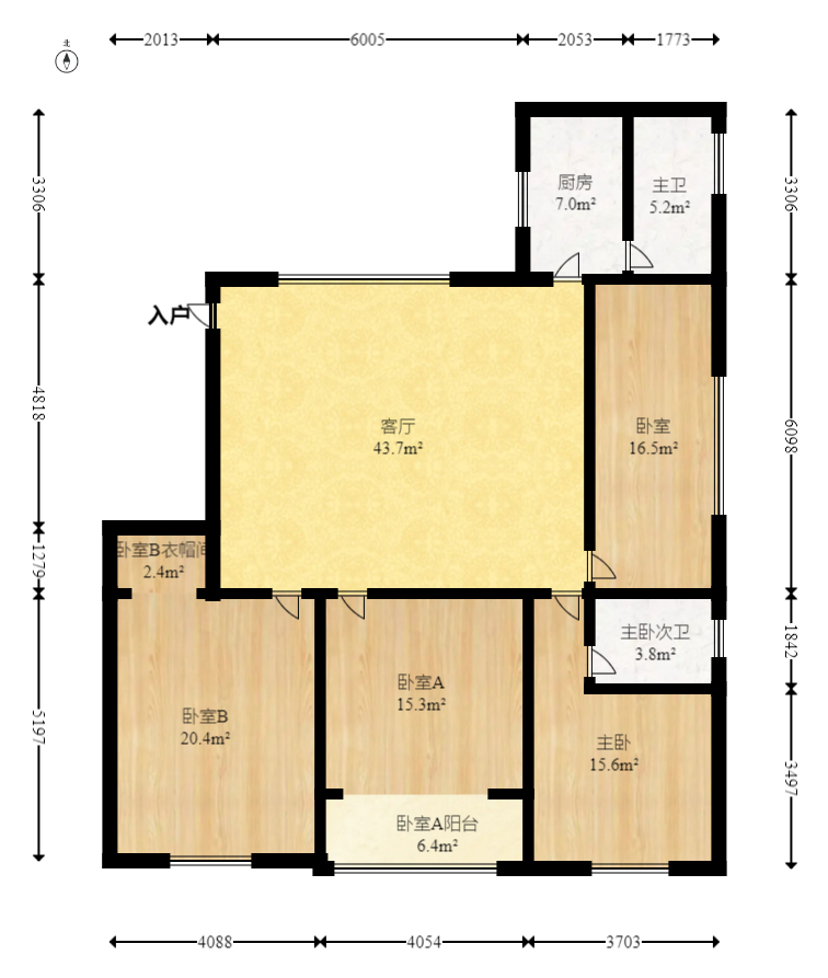 星沙汽配城（大塘村农机市场）  3室2厅1卫    65.0万室内图1